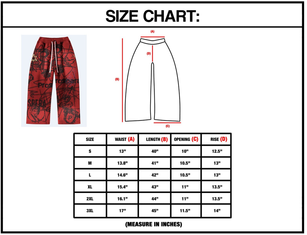 Prospera Red Graffiti Sweat Pants