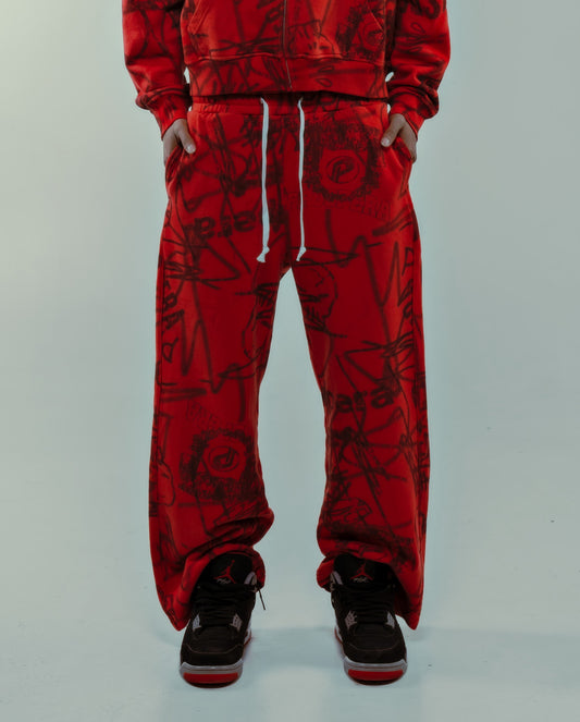 Prospera Red Graffiti Sweat Pants