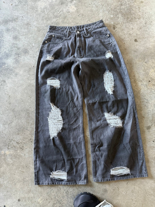 1 YR Statement Grey Distressed Denim