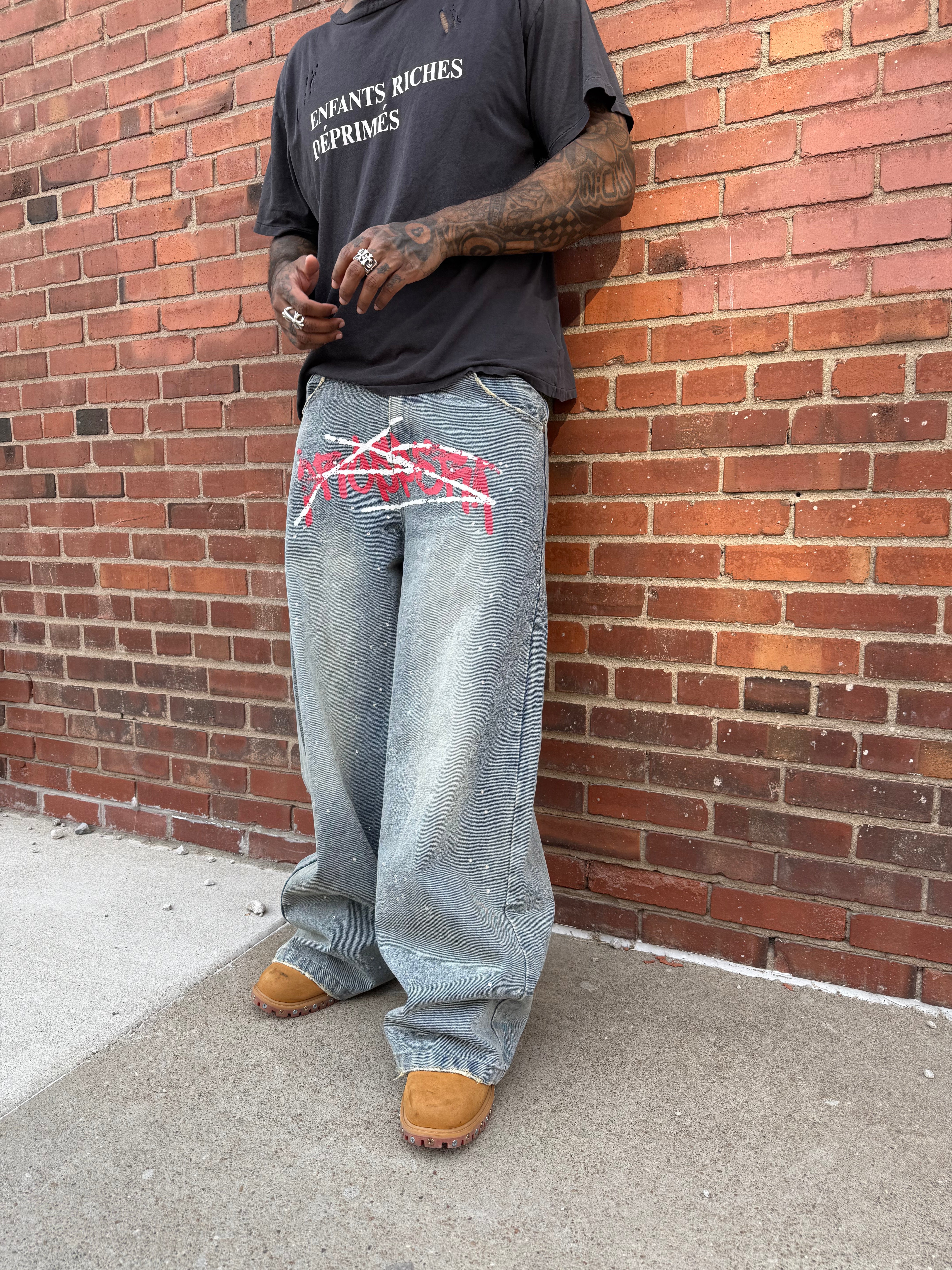 Blue & Red Graffiti Denim