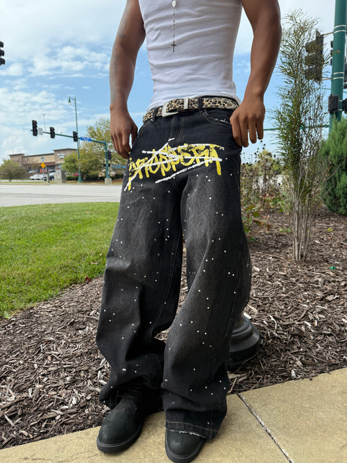 Black & Yellow Graffiti Denim