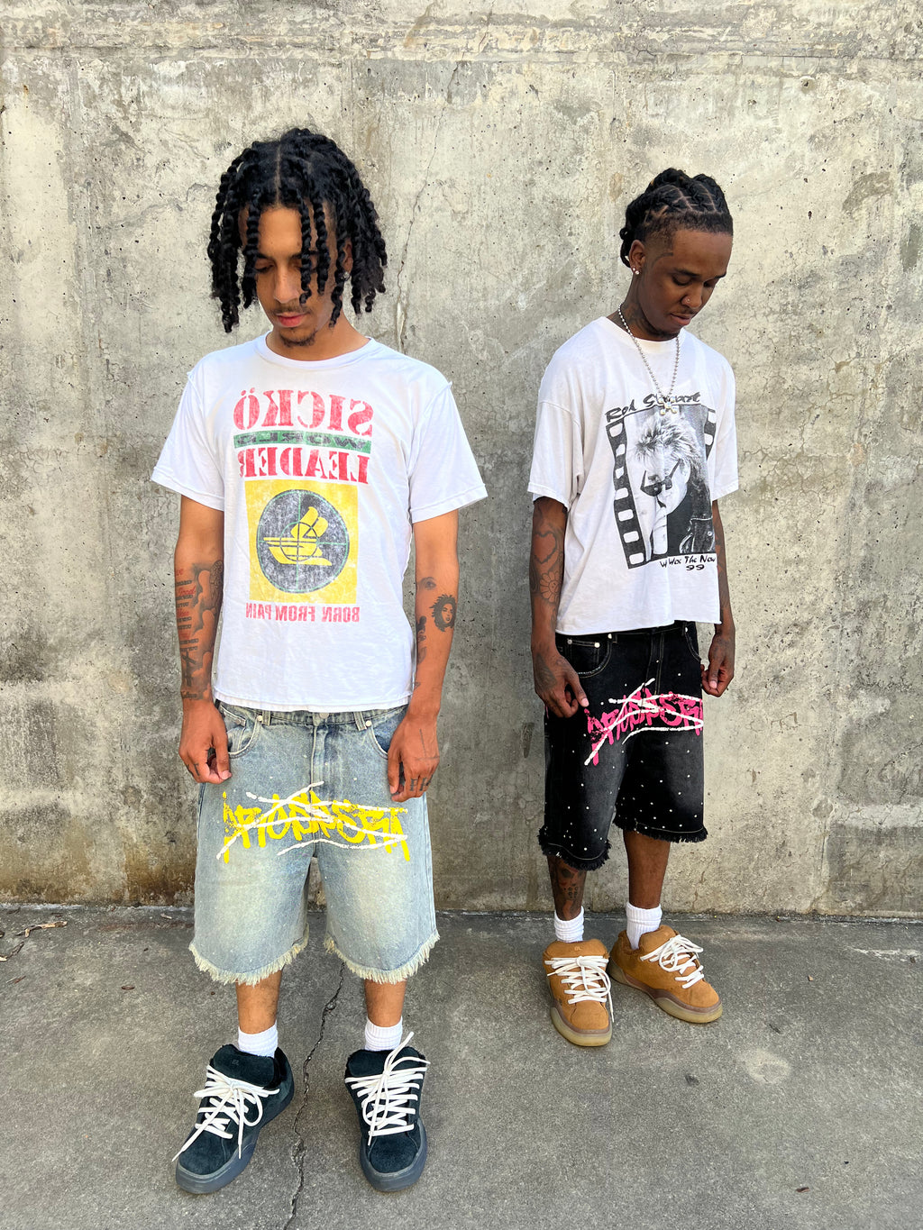 Black Prospera Pink "Graffiti" Jorts