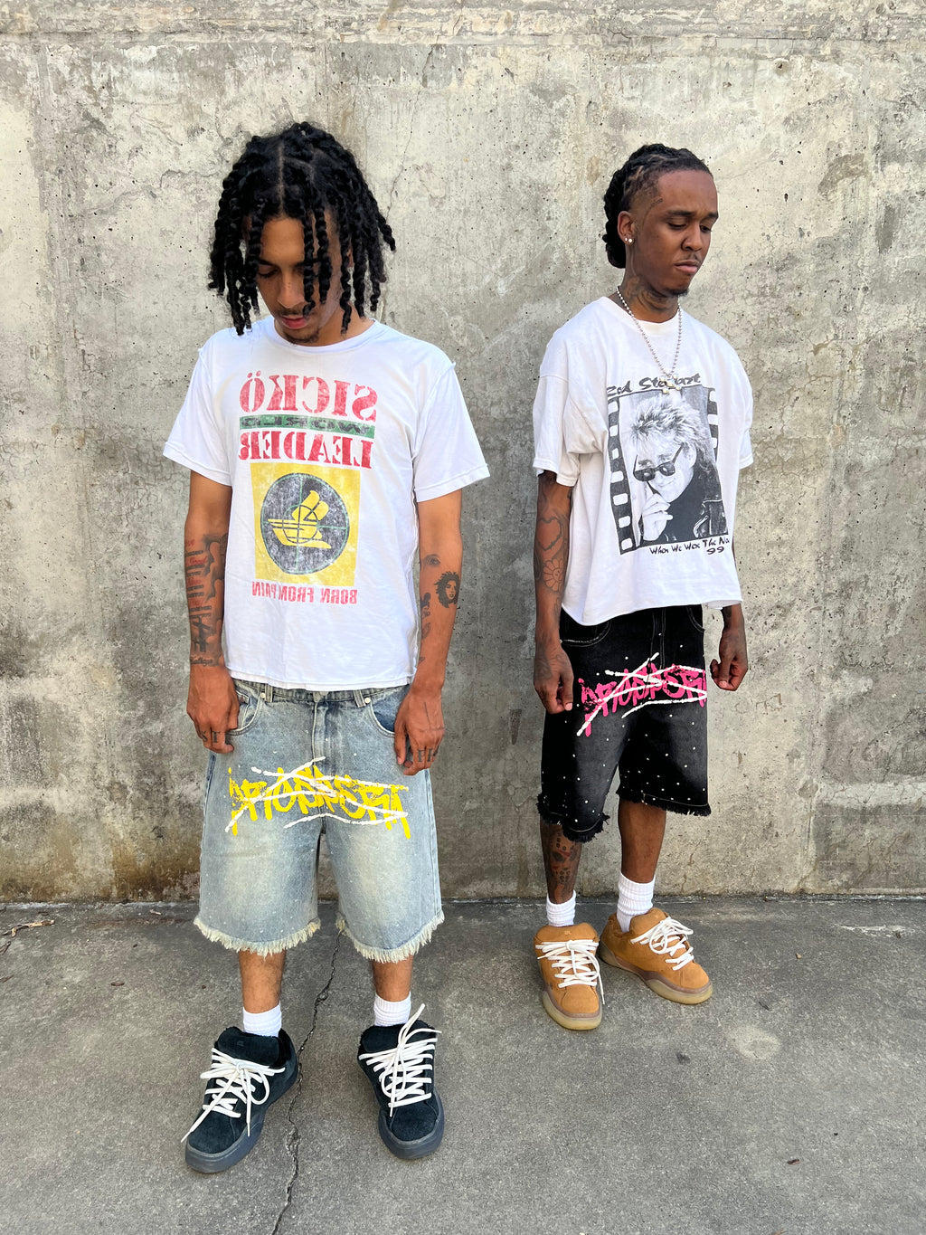 Black Prospera Yellow "Graffiti" Jorts