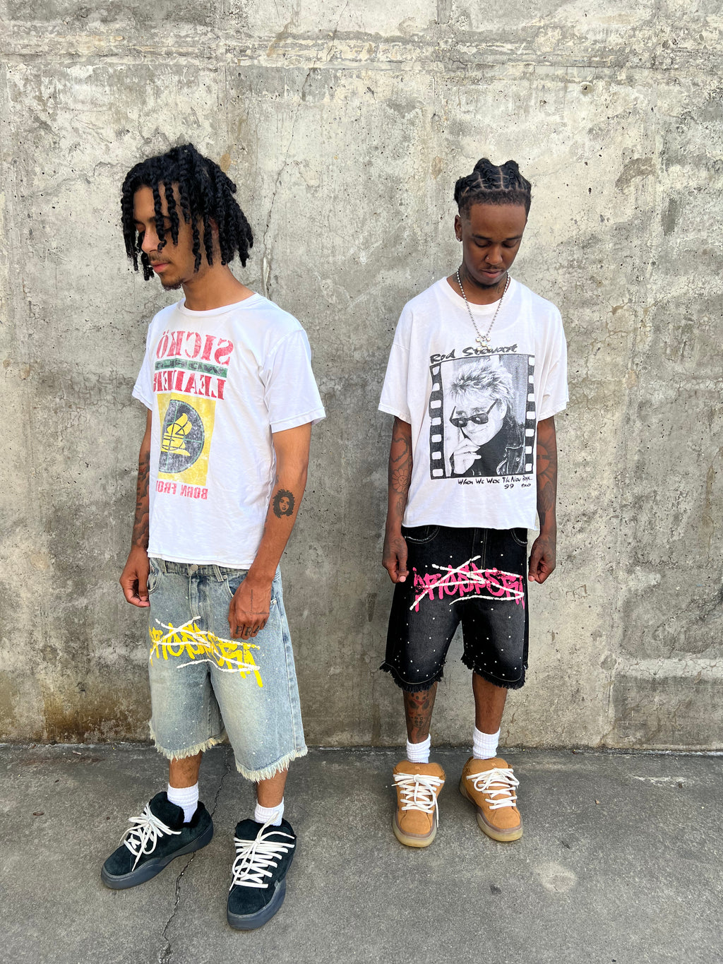 Black Prospera Pink "Graffiti" Jorts