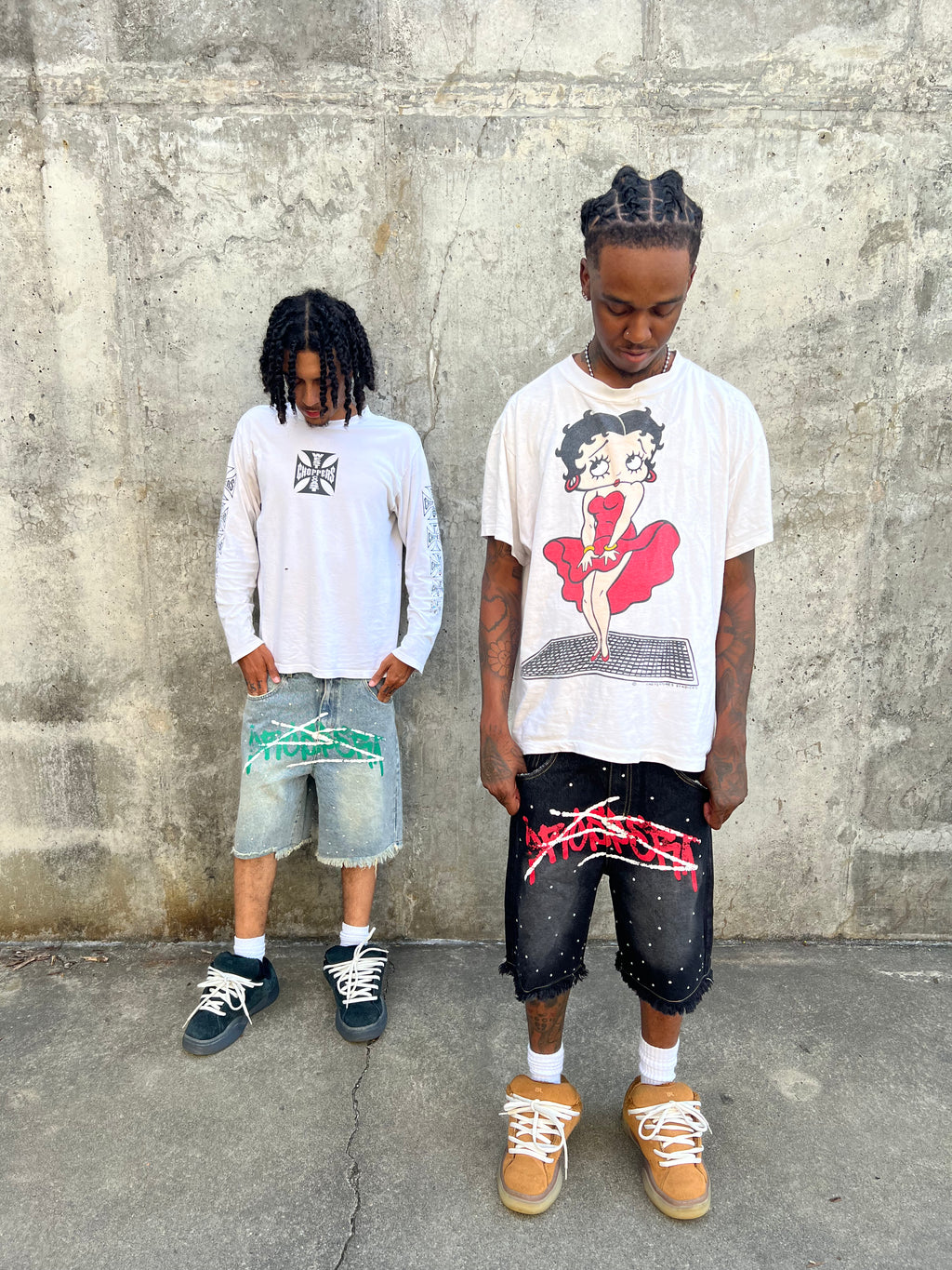 Black Prospera Red "Graffiti" Jorts