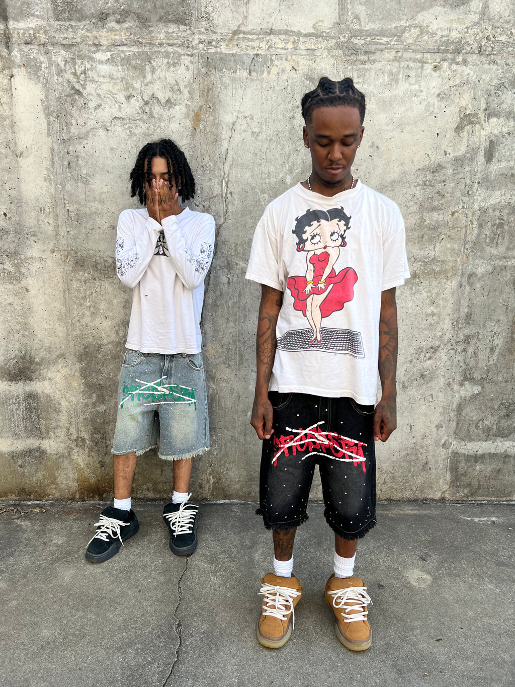 Black Prospera Red "Graffiti" Jorts