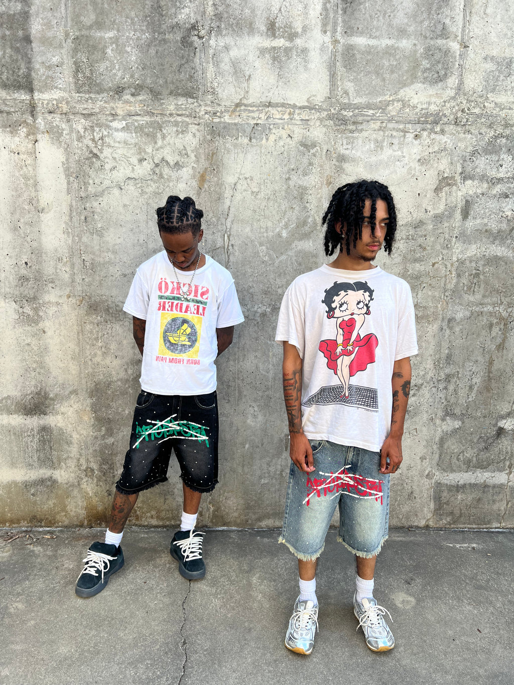 Black Prospera Green "Graffiti" Jorts