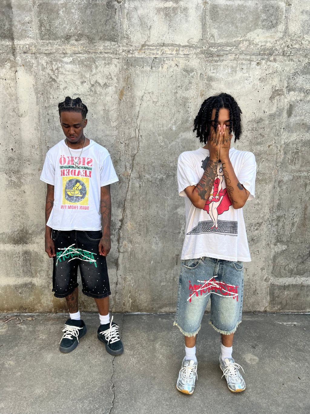 Black Prospera Green "Graffiti" Jorts