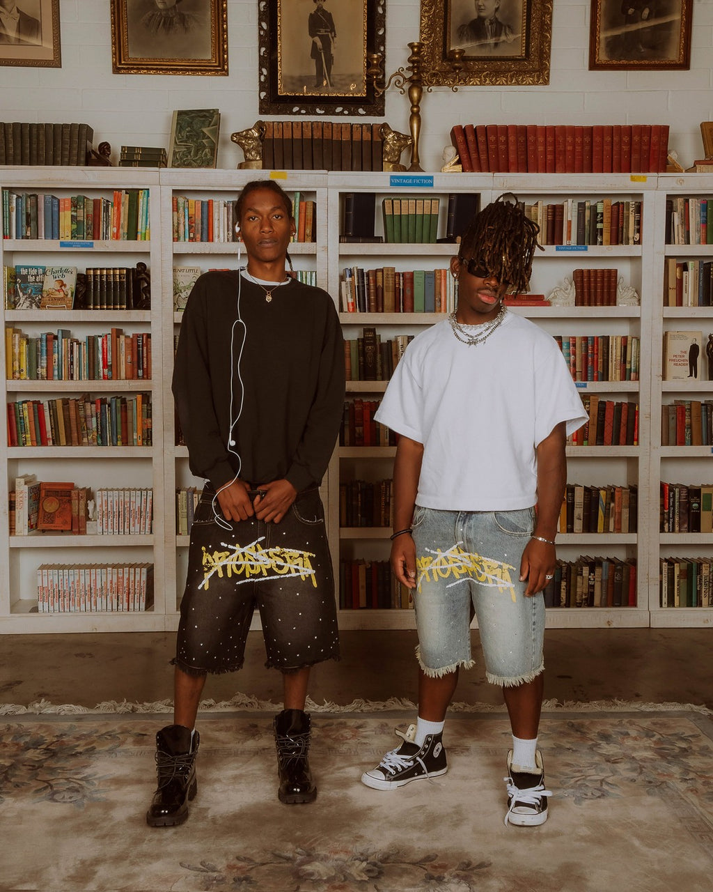 Black Prospera Yellow "Graffiti" Jorts