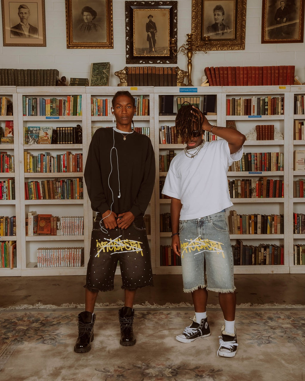 Black Prospera Yellow "Graffiti" Jorts