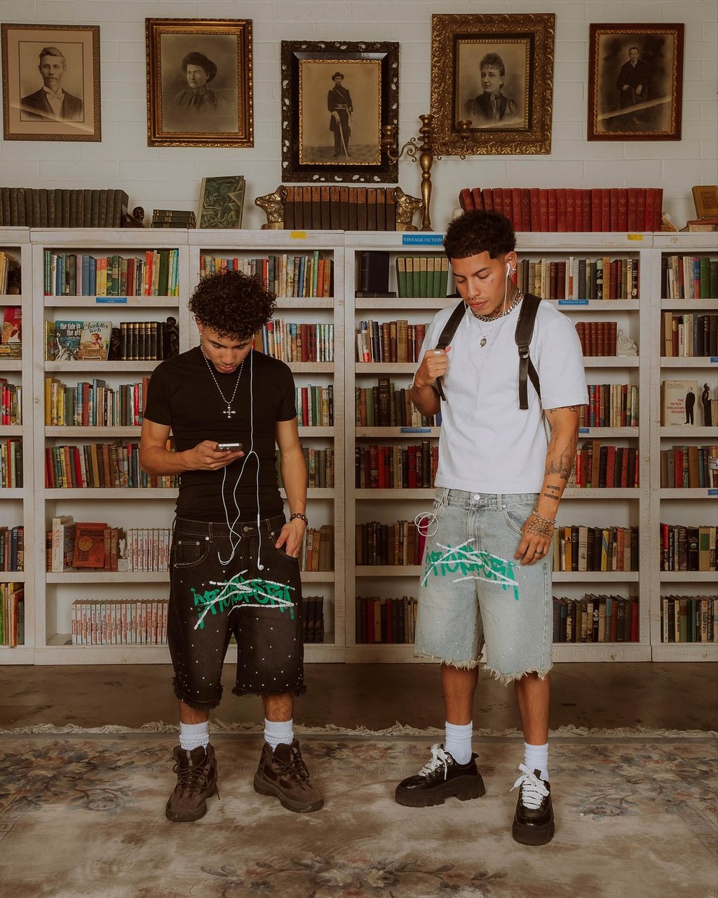 Black Prospera Green "Graffiti" Jorts