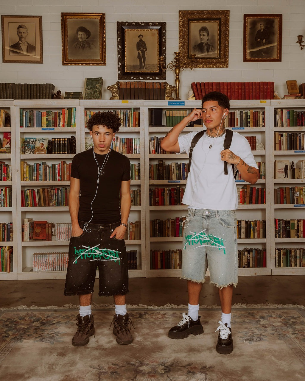 Black Prospera Green "Graffiti" Jorts