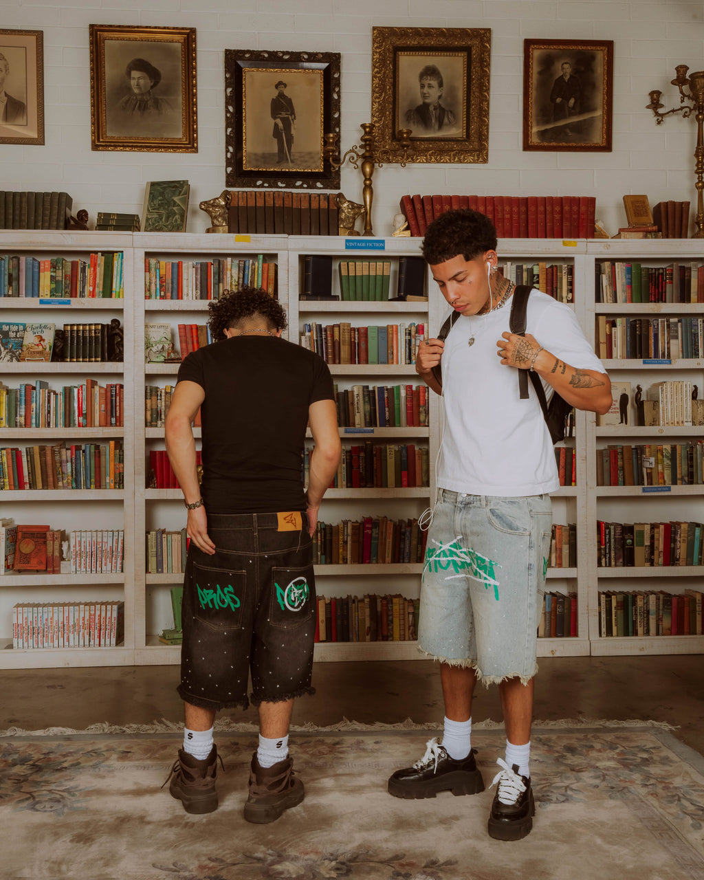 Black Prospera Green "Graffiti" Jorts