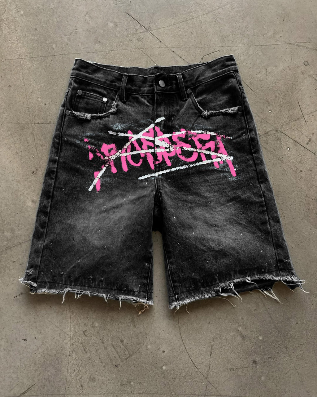 Black Prospera Pink "Graffiti" Jorts