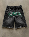 Black Prospera Green "Graffiti" Jorts