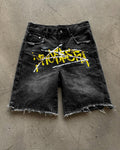 Black Prospera Yellow "Graffiti" Jorts