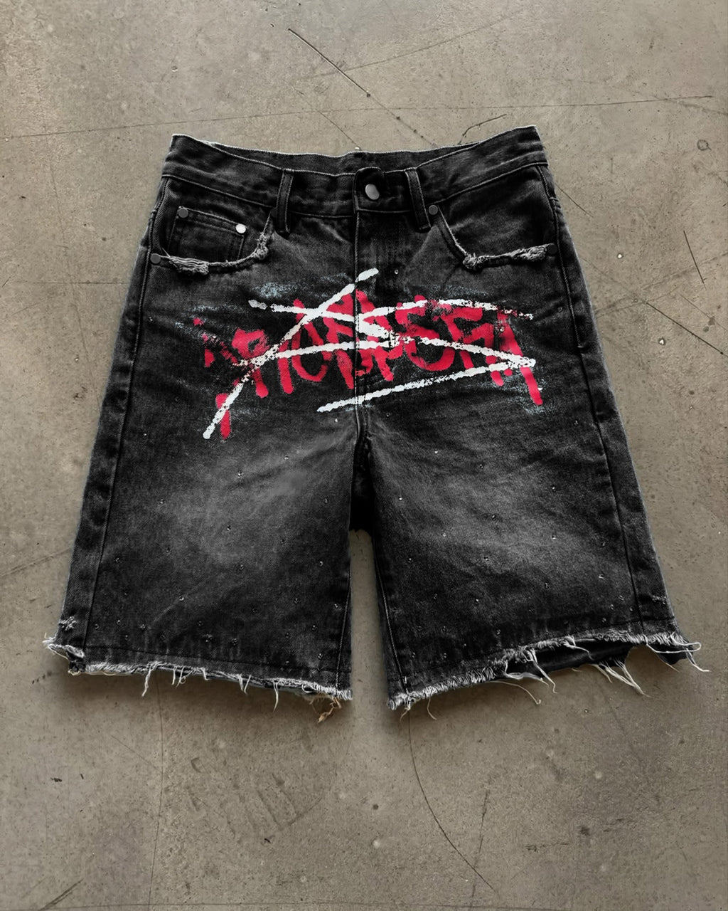 Black Prospera Red "Graffiti" Jorts