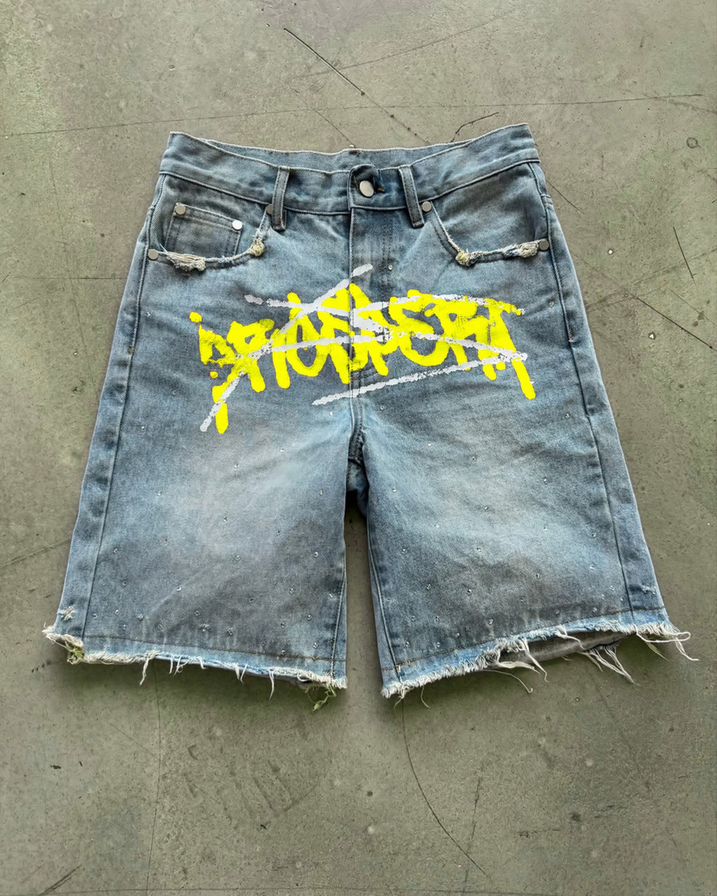 Black Prospera Yellow "Graffiti" Jorts