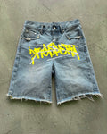 Black Prospera Yellow "Graffiti" Jorts